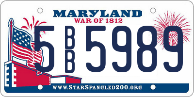 MD license plate 5BB5989