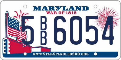 MD license plate 5BB6054