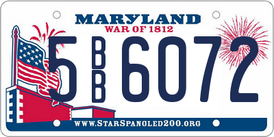 MD license plate 5BB6072