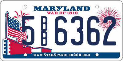 MD license plate 5BB6362