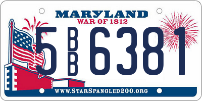 MD license plate 5BB6381
