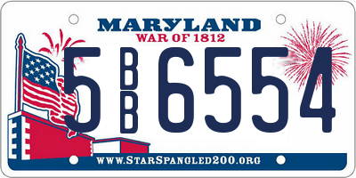 MD license plate 5BB6554