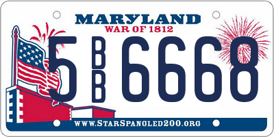 MD license plate 5BB6668