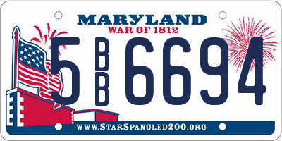 MD license plate 5BB6694