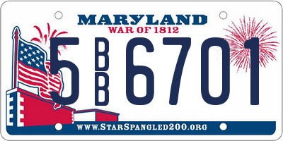 MD license plate 5BB6701