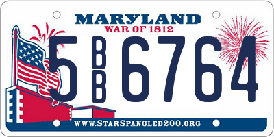 MD license plate 5BB6764