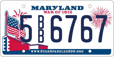 MD license plate 5BB6767