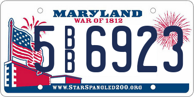 MD license plate 5BB6923