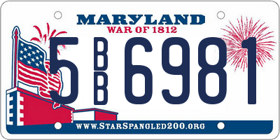 MD license plate 5BB6981