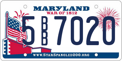 MD license plate 5BB7020