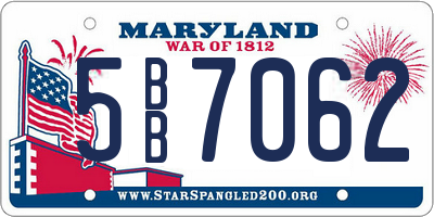 MD license plate 5BB7062