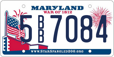 MD license plate 5BB7084