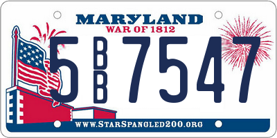 MD license plate 5BB7547