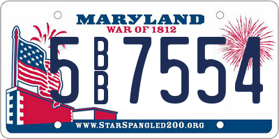 MD license plate 5BB7554