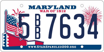 MD license plate 5BB7634