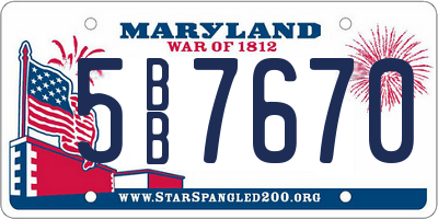 MD license plate 5BB7670