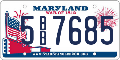 MD license plate 5BB7685