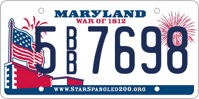 MD license plate 5BB7698