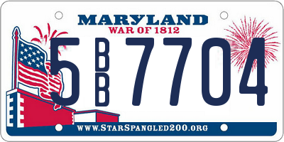 MD license plate 5BB7704