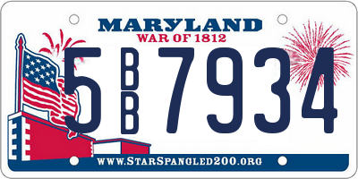 MD license plate 5BB7934