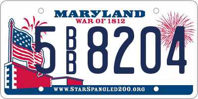 MD license plate 5BB8204