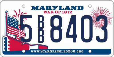 MD license plate 5BB8403