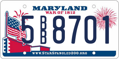 MD license plate 5BB8701