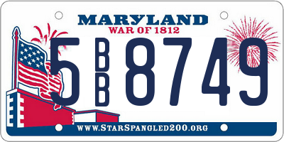 MD license plate 5BB8749