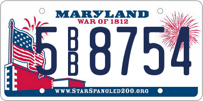 MD license plate 5BB8754