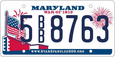 MD license plate 5BB8763