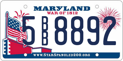 MD license plate 5BB8892