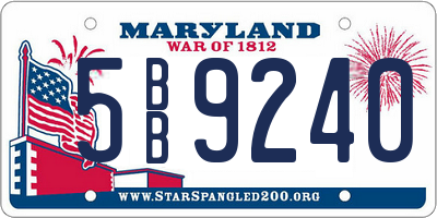 MD license plate 5BB9240