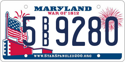 MD license plate 5BB9280