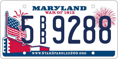 MD license plate 5BB9288