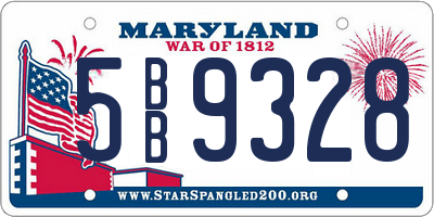 MD license plate 5BB9328