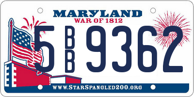MD license plate 5BB9362