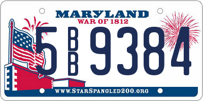 MD license plate 5BB9384