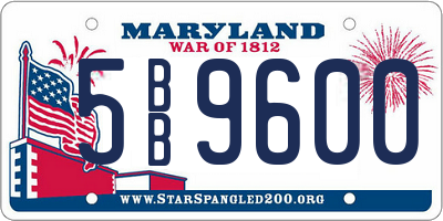 MD license plate 5BB9600