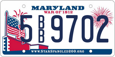 MD license plate 5BB9702
