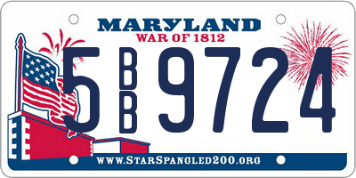 MD license plate 5BB9724