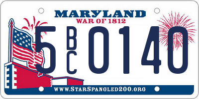 MD license plate 5BC0140
