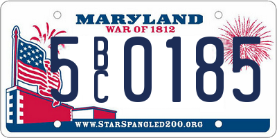 MD license plate 5BC0185