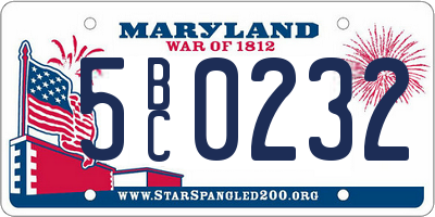 MD license plate 5BC0232
