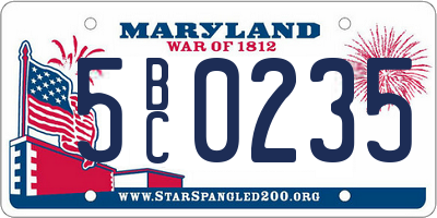 MD license plate 5BC0235