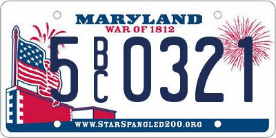 MD license plate 5BC0321