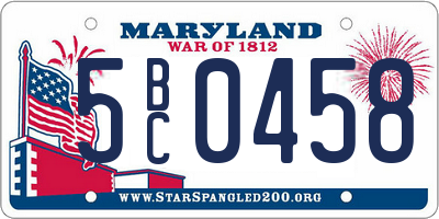 MD license plate 5BC0458