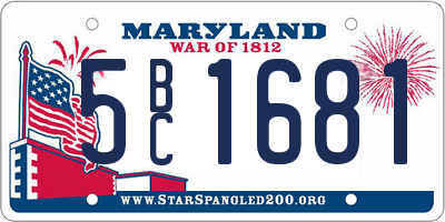 MD license plate 5BC1681