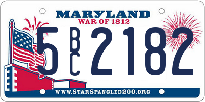 MD license plate 5BC2182