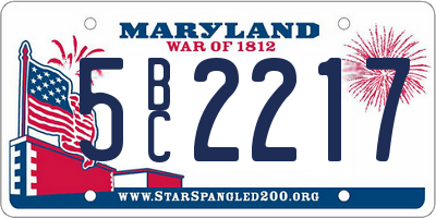 MD license plate 5BC2217