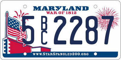 MD license plate 5BC2287